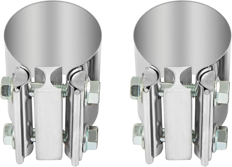 DOCAS 2.5 Inch 2 1/2 Butt Joint Exhaust Band Clamp Sleeve Stainless Steel Sleeve Coupler 2pcs - Image 4